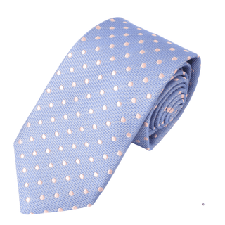 Sky Blue Silk Tie with Pink Polka Dots - BLOSSOM & MOON