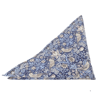 Strawberry Thief Blue Cotton Pocket Square made with Liberty Fabric - BLOSSOM & MOON