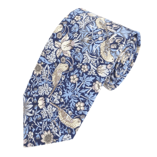 Strawberry Thief Blue Cotton Tie Made with Liberty Fabric - BLOSSOM & MOON