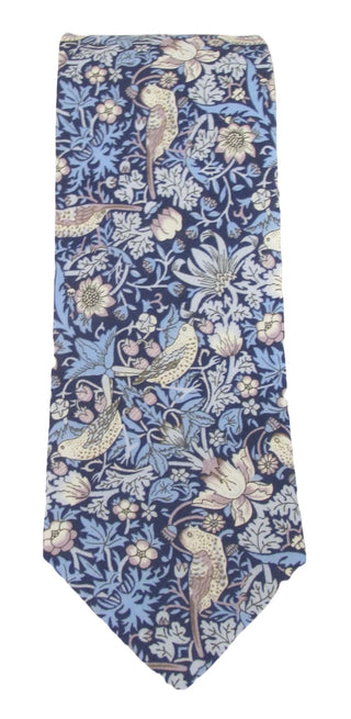 Strawberry Thief Blue Cotton Tie Made with Liberty Fabric - BLOSSOM & MOON