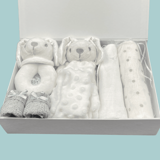 Unisex Baby Hamper / Baby Shower Gift Set - Bunny with Luxury Magnetic Gift Box - BLOSSOM & MOON