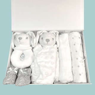 Unisex Baby Hamper / Baby Shower Gift Set - Bunny with Luxury Magnetic Gift Box - BLOSSOM & MOON