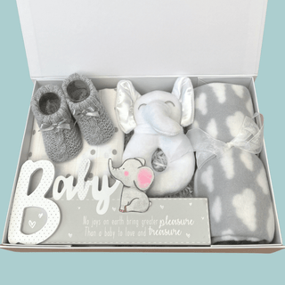 Unisex Baby Hamper Gift Set - Elephant with Luxury Magnetic Gift Box - BLOSSOM & MOON