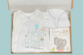 Unisex Baby Letterbox Gift Set - Hello World - BLOSSOM & MOON