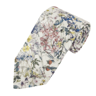 Wild Flowers Ivory Cotton Tie Made with Liberty Fabric - BLOSSOM & MOON