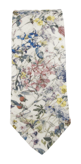 Wild Flowers Ivory Cotton Tie Made with Liberty Fabric - BLOSSOM & MOON