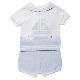 Baby Boys Knitted 2 piece outfit - Cotton - BLOSSOM AND MOON