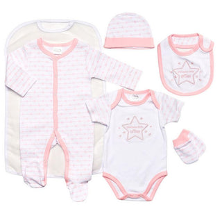 Baby Girl 5 piece Layette Starter Gift Set - Little Star - BLOSSOM AND MOON