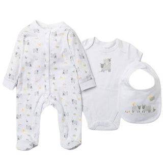 Baby Unisex 3 piece Layette Starter Gift Set - Sheep - BLOSSOM AND MOON