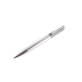Engravable Chrome Ballpoint Pen with Black Lined Lid - BLOSSOM AND MOON