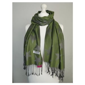 Ladies Shawl / Pashmina - Green Star - BLOSSOM AND MOON