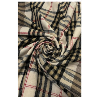 Large Check Soft Tassel Scarf - Beige - BLOSSOM AND MOON
