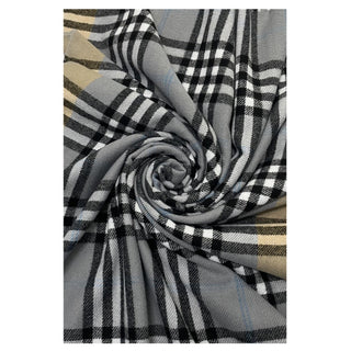 Large Check Soft Tassel Scarf - Grey - BLOSSOM AND MOON