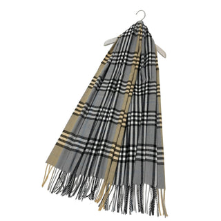 Large Check Soft Tassel Scarf - Grey - BLOSSOM AND MOON