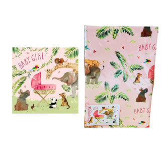 New Baby Girl card and Wrap - Jungle - BLOSSOM AND MOON