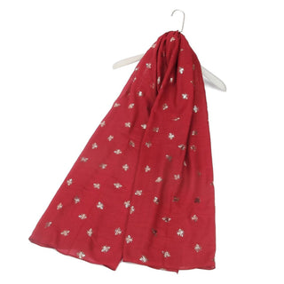 Rose Gold BEE print scarf Burgundy (Optional Gift Box) - BLOSSOM AND MOON