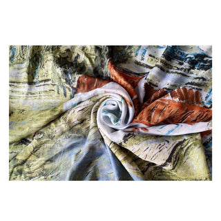 Silk Scarf - Painted Farmhouse Scene - BLOSSOM AND MOON