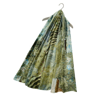 Silk Scarf - Painted Farmhouse Scene - BLOSSOM AND MOON