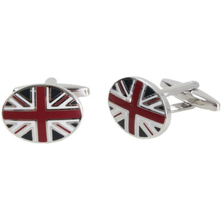Union Jack Cord Rhodium Cufflinks - BLOSSOM AND MOON