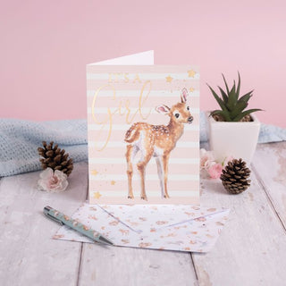 Wrendale Designs 'It's a girl' New Baby Girl card - BLOSSOM AND MOON