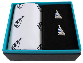 Yacht Handkerchief and Cufflinks set - BLOSSOM AND MOON